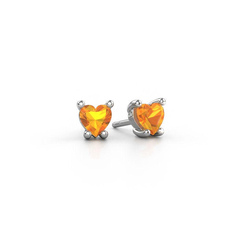 Earrings Sam Heart 585 white gold citrin 5 mm