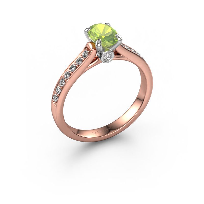 Bague de fiançailles Valorie ovl 2 585 or rose péridot 7x5 mm
