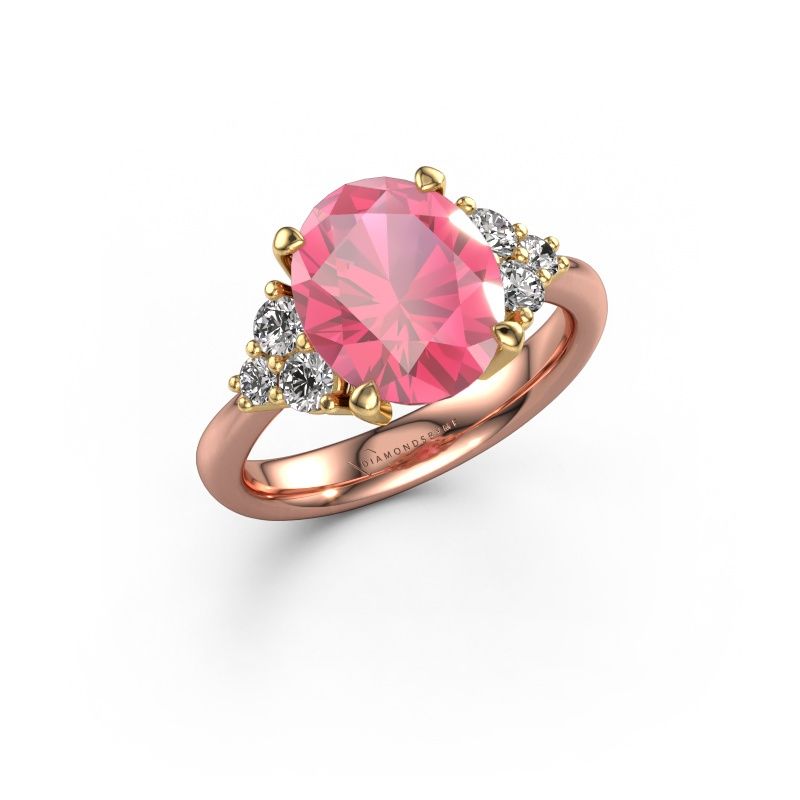 Verlovingsring Aleida OVL 1 585 rosé goud roze saffier 9x7 mm