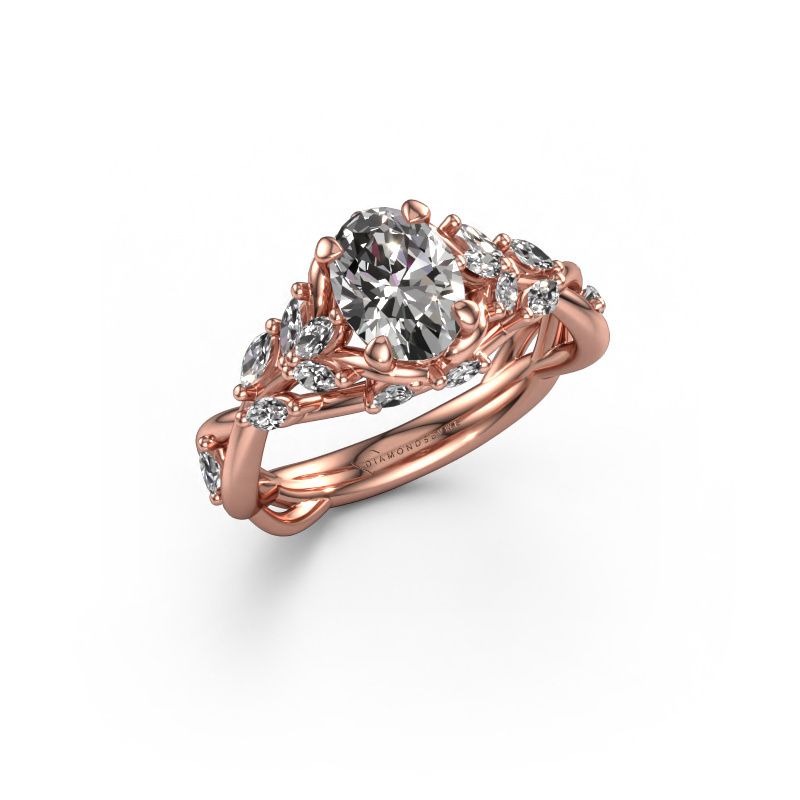 Engagement ring Samantha OVL 585 rose gold lab-grown diamond 1.20 crt