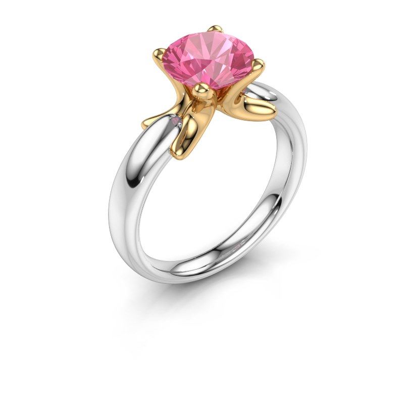 Afbeelding van Ring Jodie 585 witgoud roze saffier 8 mm