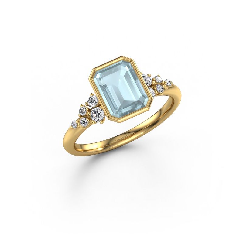 Engagement ring Aliyah EME 585 gold aquamarine 8x6 mm