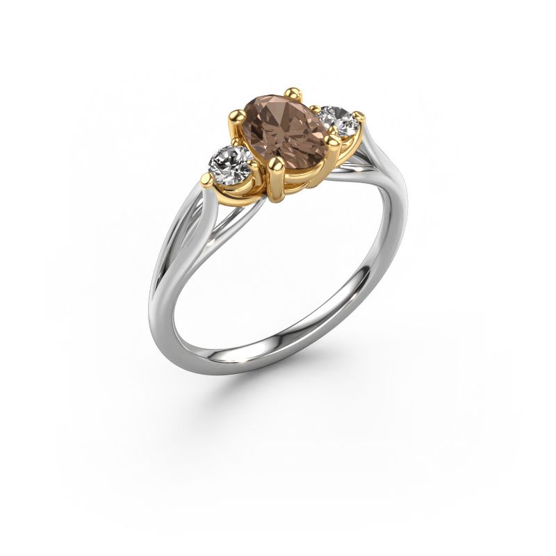 Verlovingsring Amie OVL 585 witgoud bruine diamant 0.900 crt
