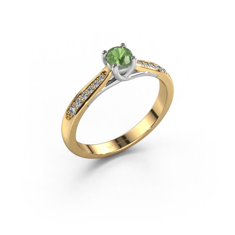 Verlovingsring Mia 2 585 goud toermalijn groen 5 mm