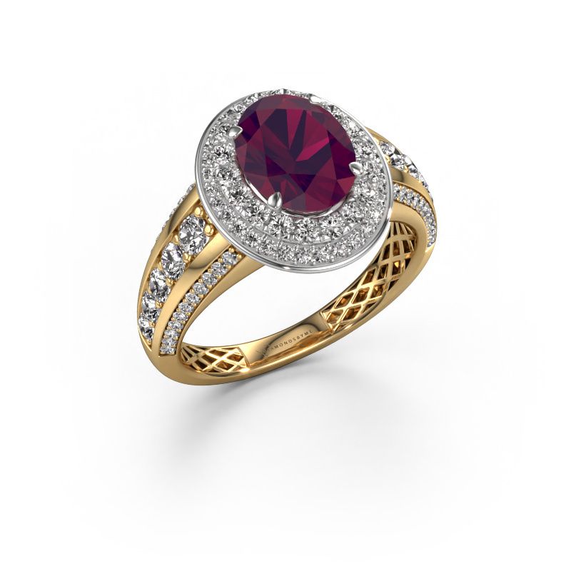 Verlobungsring Nancie 585 Gold Rhodolit 9x7 mm