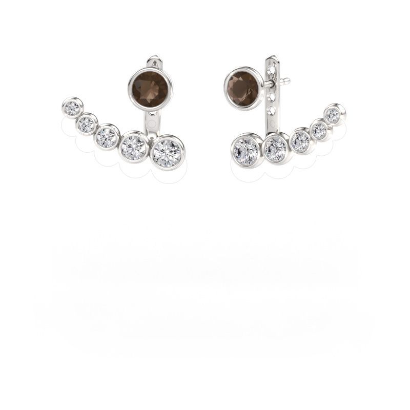 Earrings Wendy 585 white gold smokey quartz 5 mm