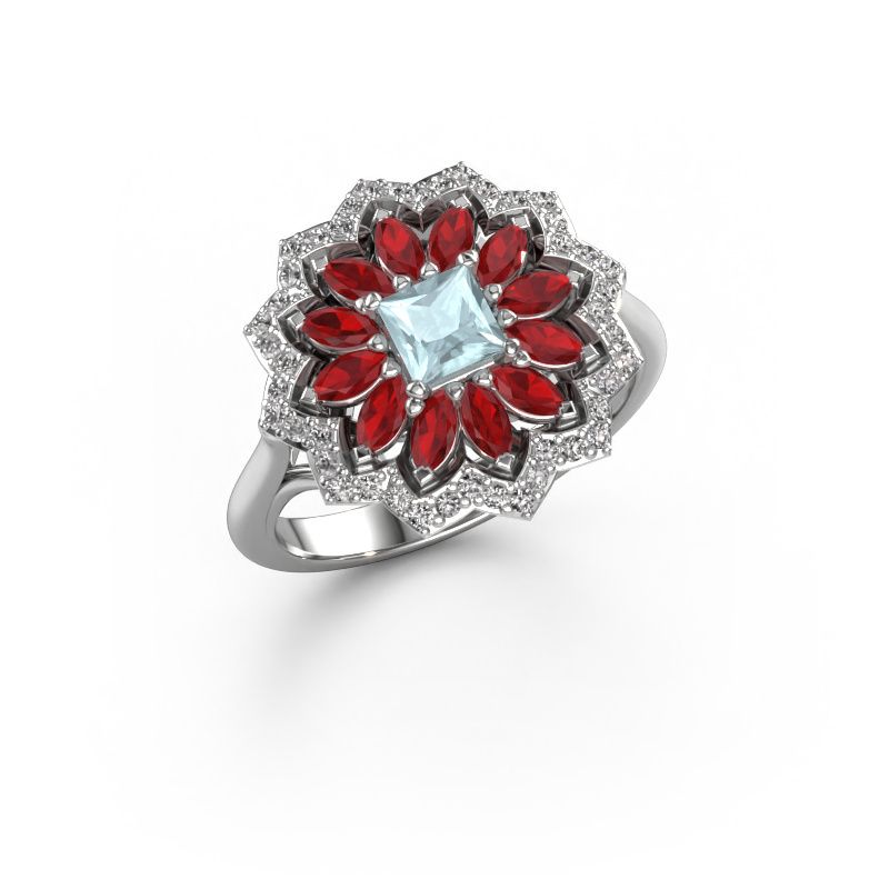 Verlobungsring Franka 585 Weißgold Aquamarin 4 mm