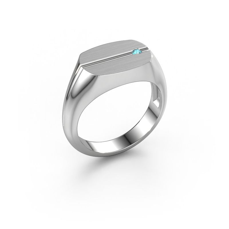 Herren ring Stijn 585 Weißgold Blau Topas 2 mm