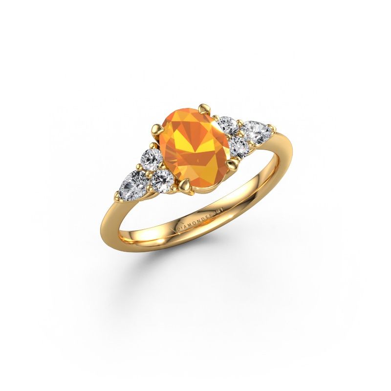 Anillo de compromiso Melani OVL 585 oro citrino 8x6 mm