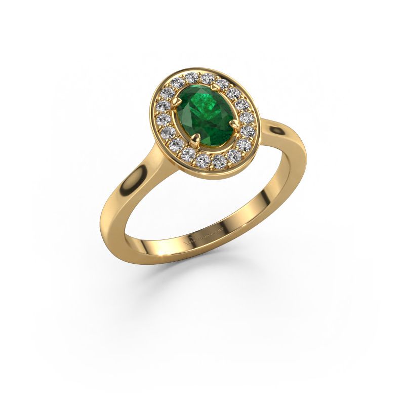 Ring Madelon 1 585 goud smaragd 7x5 mm