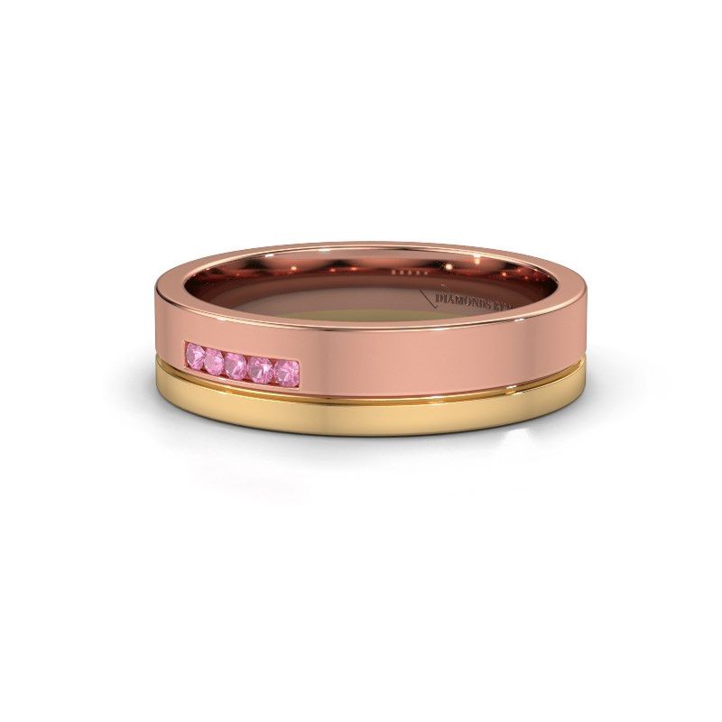 Afbeelding van Trouwring WH0307L15AP 585 rosé goud roze saffier ±5x1.7 mm