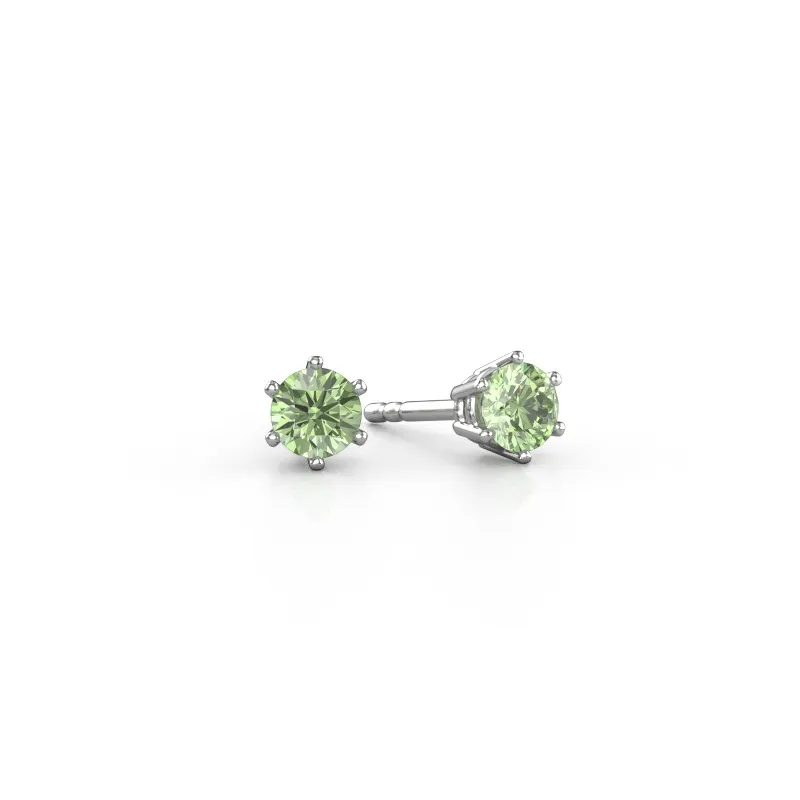 Earrings Fay 585 white gold green lab grown diamond 4.2 mm
