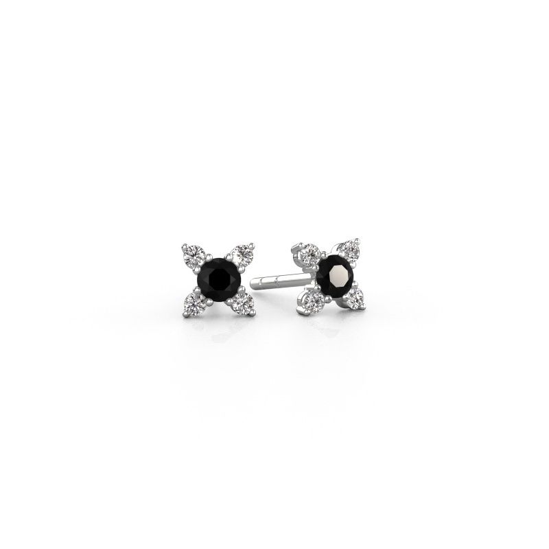 Oorbellen Nina 585 witgoud zwarte diamant 0.44 crt