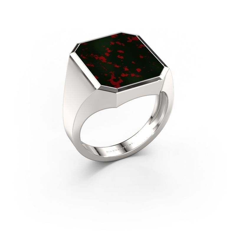 Signet ring Lars 5 light 585 white gold bloodstone 16x13 mm