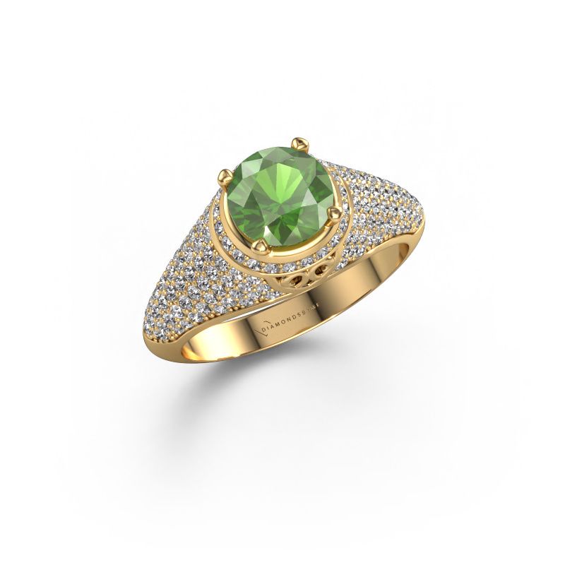 Bague Sharee 585 or jaune vert tourmaline 6.5 mm