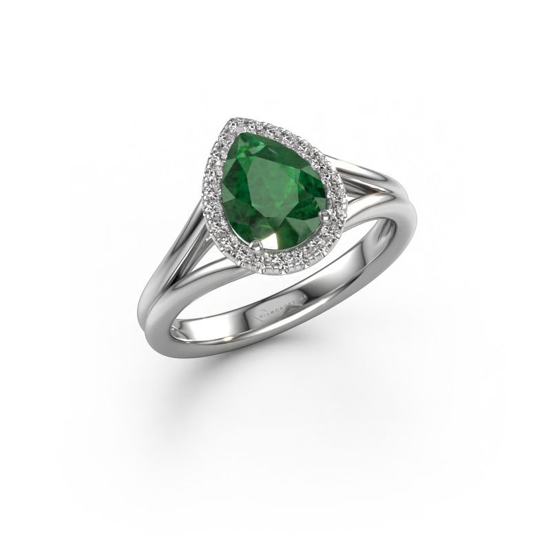 Engagement ring Verla pear 1 585 white gold emerald 8x6 mm