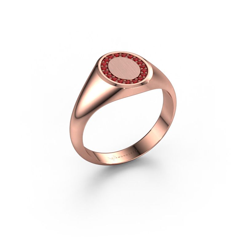 Pinkring Floris Oval 1 585 rosé goud robijn 1.2 mm
