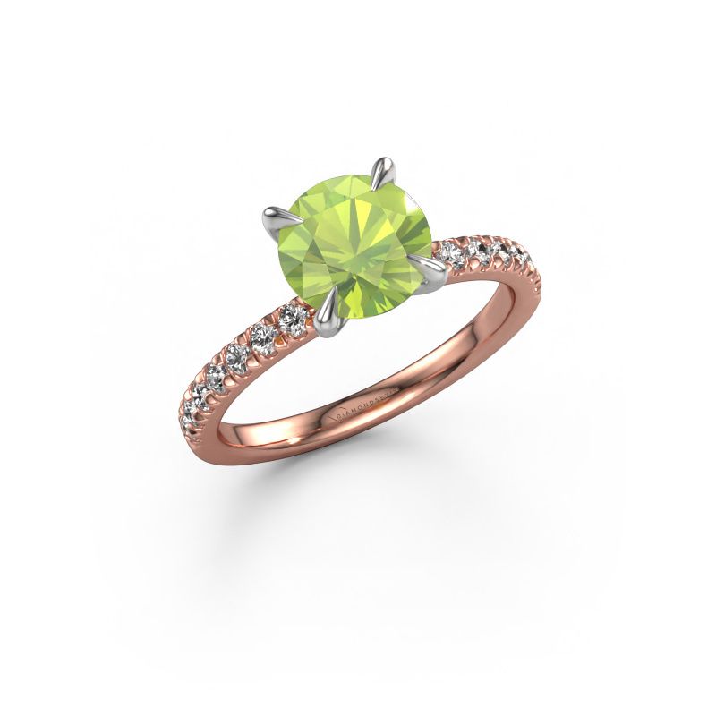Image of Engagement Ring Crystal Rnd 2<br/>585 rose gold<br/>Peridot 7.3 Mm