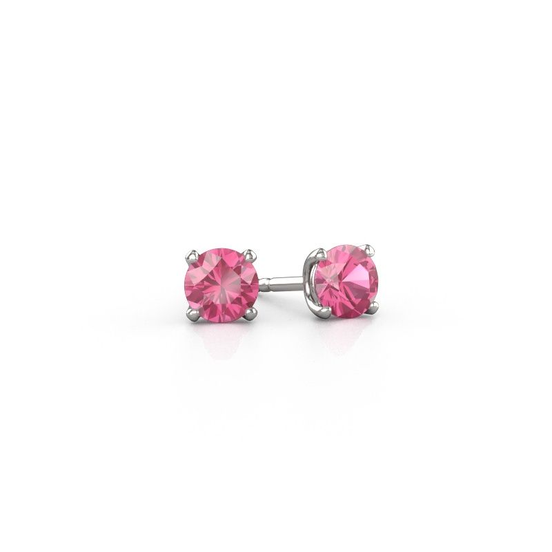 Clous d'oreilles Sam RND 585 or blanc saphir rose 5 mm