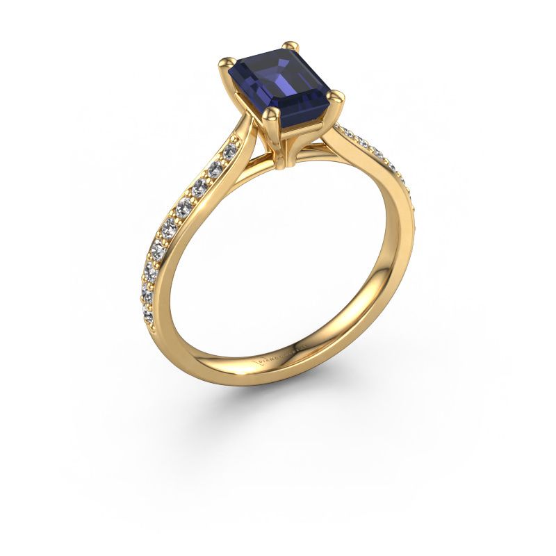 Bague de fiançailles Mignon EME 2 585 or jaune saphir 7x5 mm