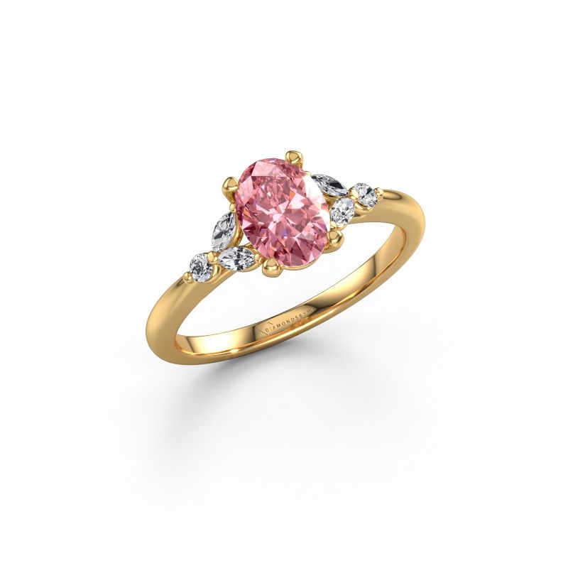 Engagement ring Megan OVL 585 gold pink lab grown diamond 7,5x5,5 mm