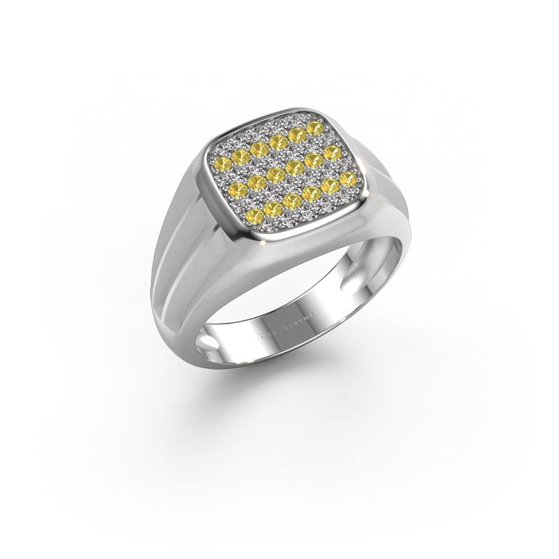 Pinkring Robbert 585 witgoud gele saffier 1.4 mm