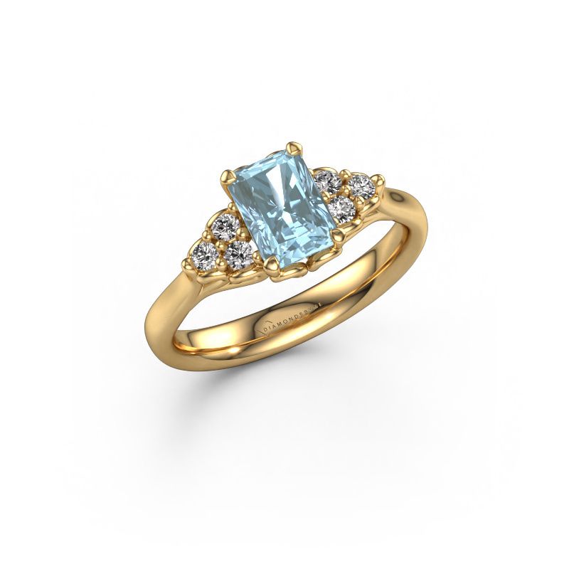 Engagement ring Myrna RAD 585 gold blue lab grown diamond 7x5 mm