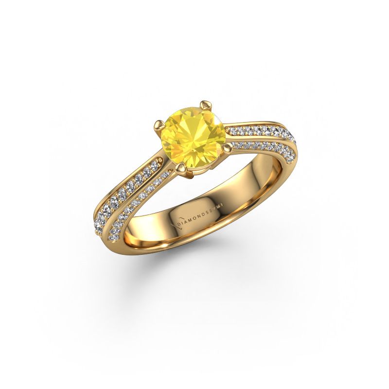 Engagement ring Ruby rnd 585 gold yellow sapphire 5.7 mm