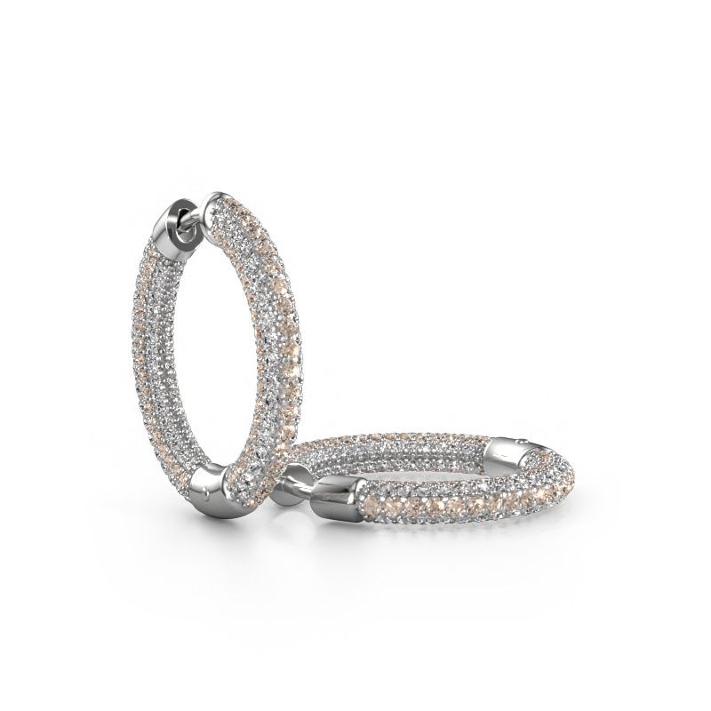 Creolen Hope 15mm 585 witgoud bruine diamant 2.679 crt