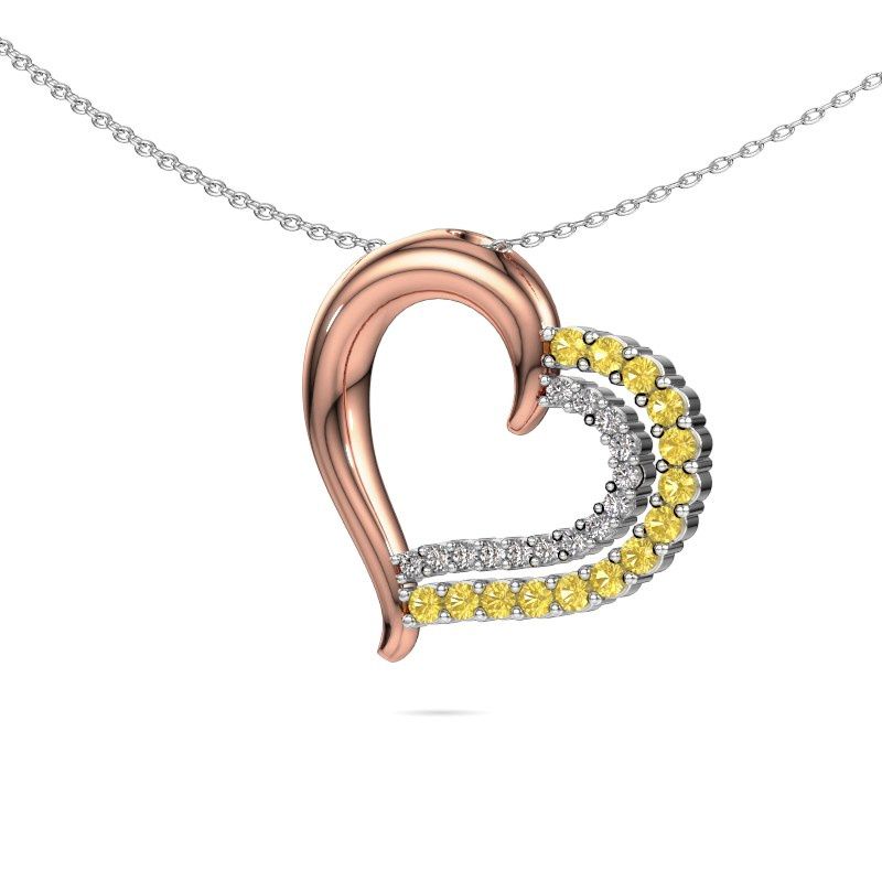 Halsketting Kandace 585 rosé goud gele saffier 1.9 mm