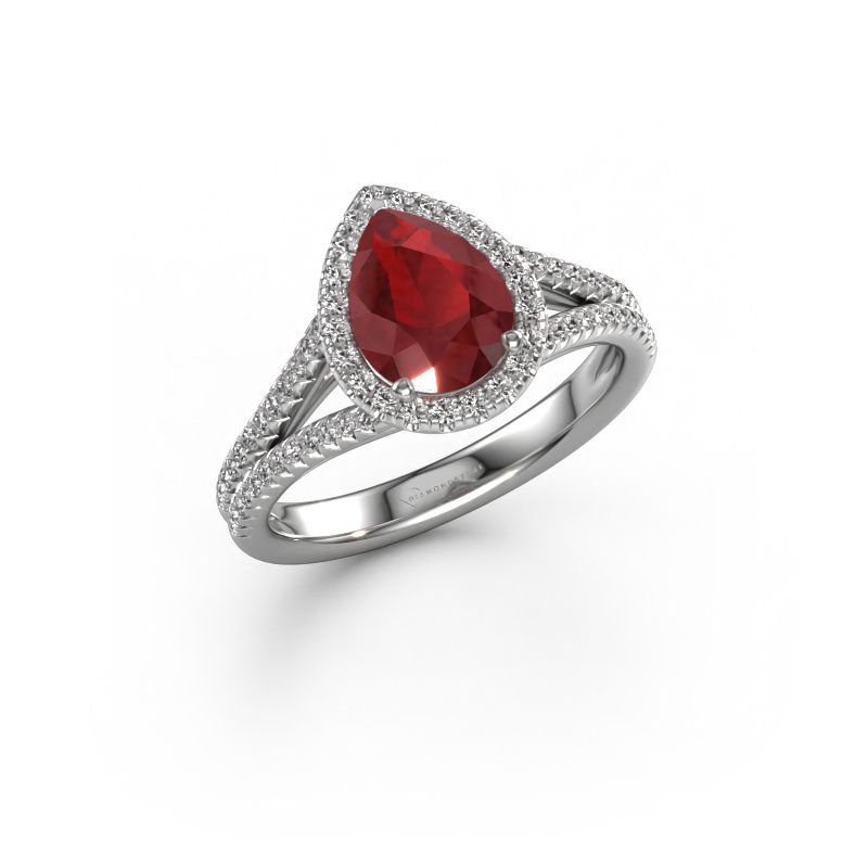 Engagement ring Verla pear 2 950 platinum ruby 8x6 mm