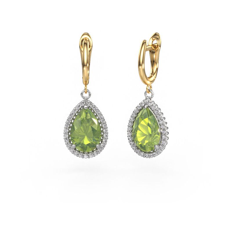 Pendants d'oreilles Tilly per 3 585 or blanc péridot 12x8 mm