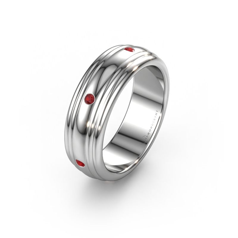 Trouwring WH2236L 950 platina robijn ±6x2.2 mm