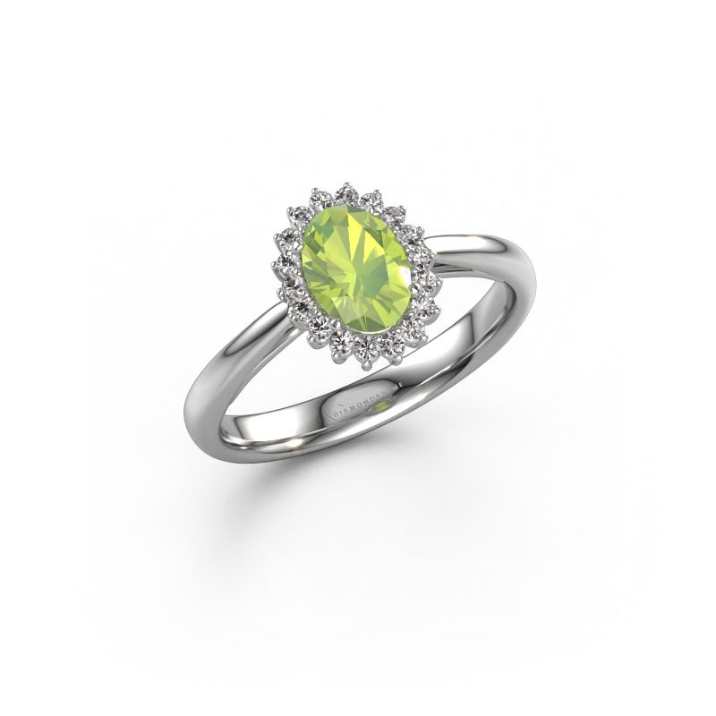 Engagement ring Tilly ovl 1 585 white gold peridot 7x5 mm