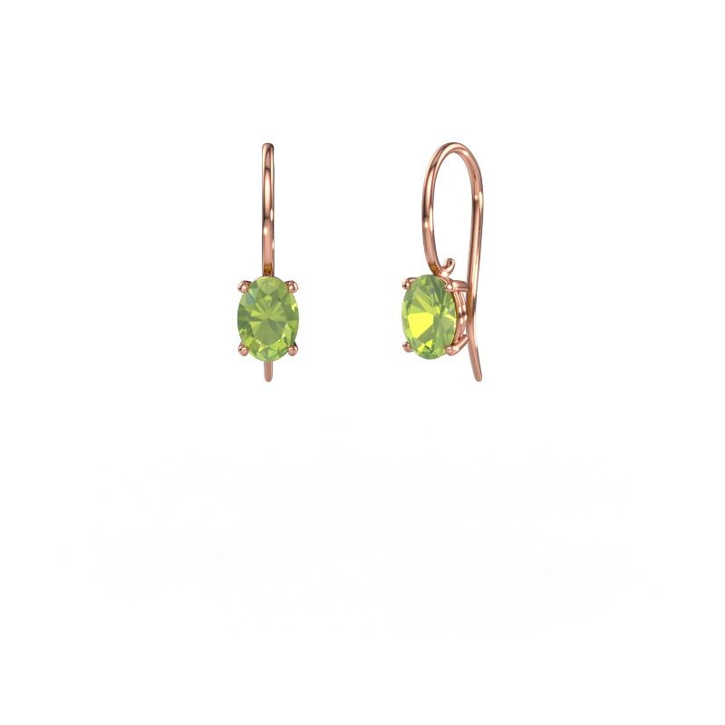 Pendants d'oreilles Cleo OVL 585 or rose péridot 7x5 mm
