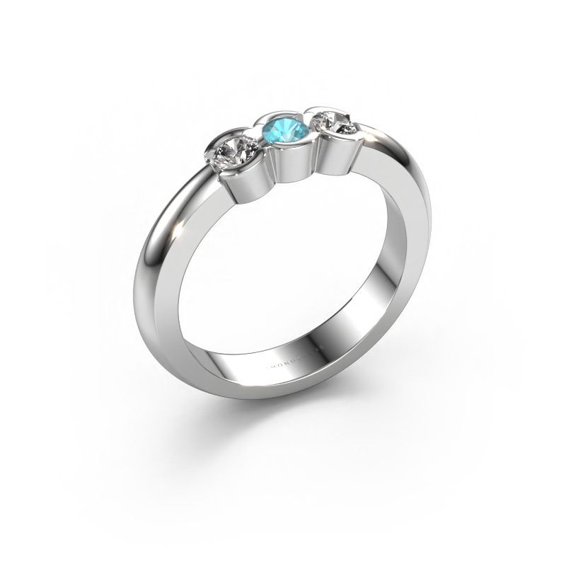 Ring Lotte 3 585 witgoud blauw topaas 3 mm