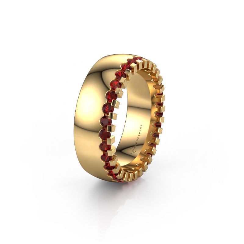 Trouwring WH6120L27C 585 goud granaat ±7x2.2 mm