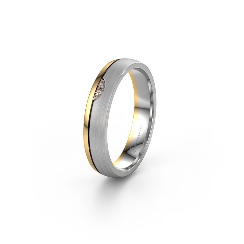 Wedding ring WH0334L24X 585 white gold brown diamond ±4x1.5 mm