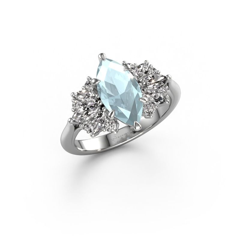 Engagement ring Jaimie 950 platinum aquamarine 12x6 mm