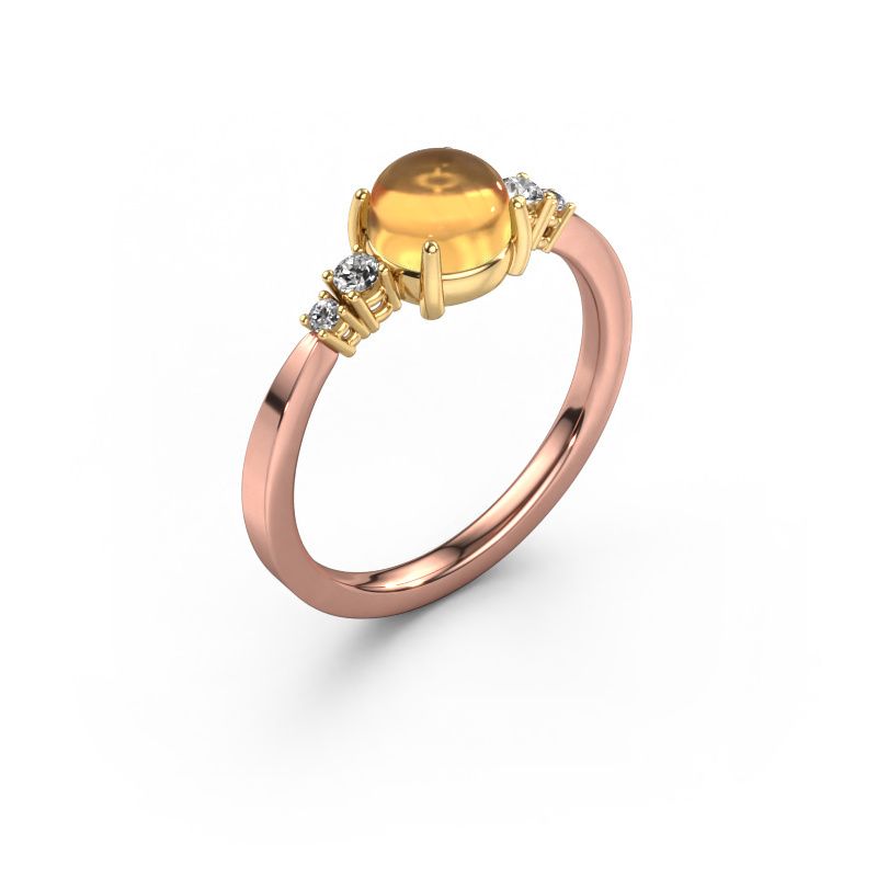 Bague Regine 585 or rose citrine 5 mm