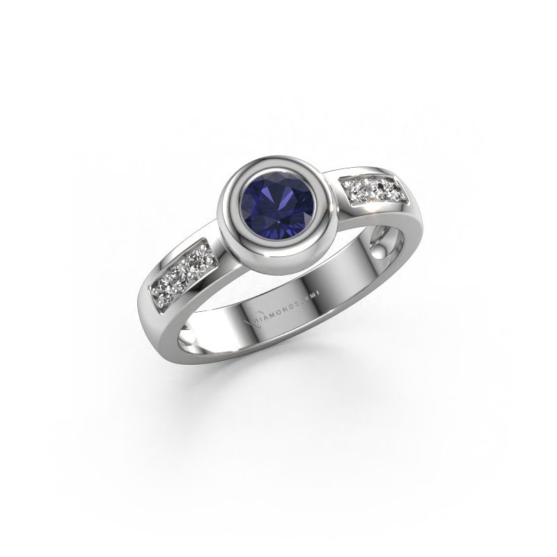Ring Charlotte Round 585 witgoud saffier 4.7 mm