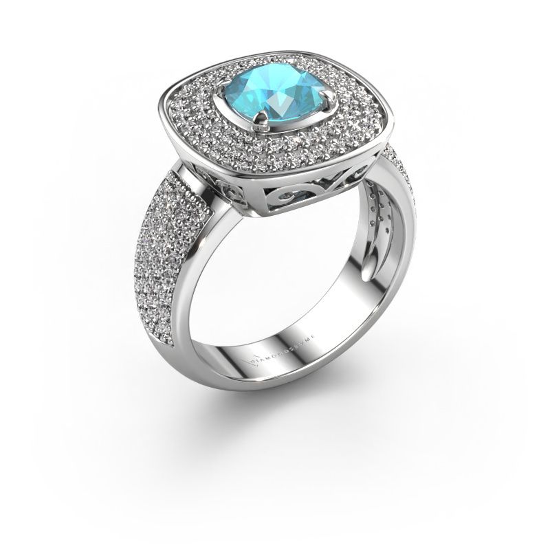 Ring Eliana 585 white gold blue topaz 6 mm