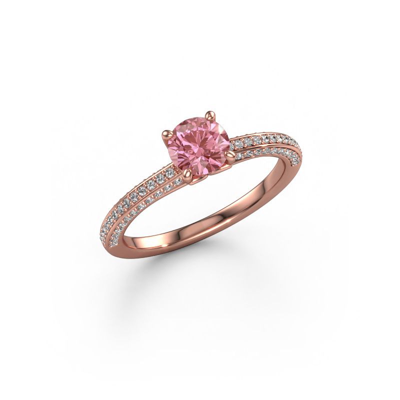 Engagement ring Elenore rnd 585 rose gold pink lab grown diamond 5.4 mm