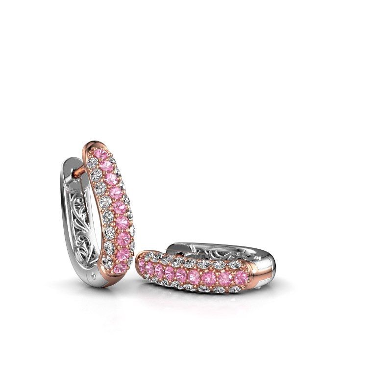 Image of Hoop earrings Danika 8.5 A 585 rose gold pink sapphire 1.7 mm