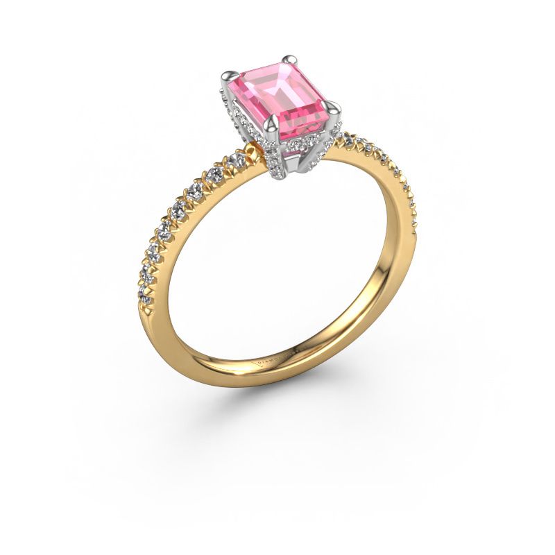 Bague de fiançailles Saskia EME 1 585 or jaune saphir rose 7x5 mm