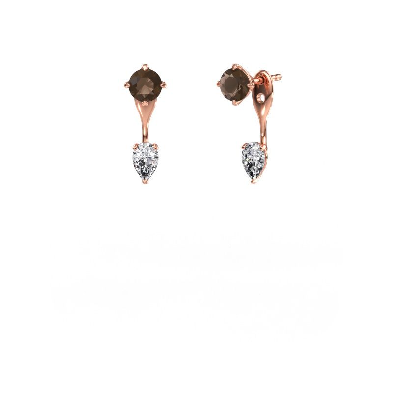 Drop earrings Kate RND-PER 585 rose gold smokey quartz 5 mm