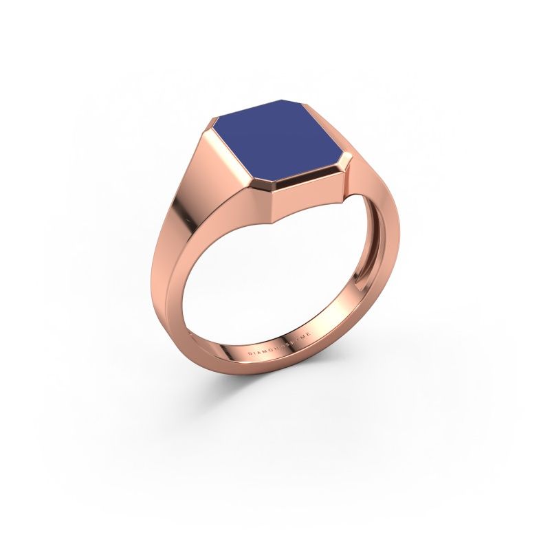Pinky ring Lars 1 light 585 rose gold blue enamel 10x8 mm