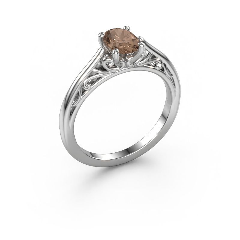 Bague de fiançailles Shannon ovl 950 platine diamant brun 0.70 crt