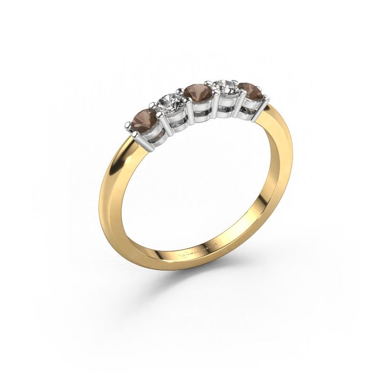 Ring Michelle 5 585 gold smokey quartz 3 mm