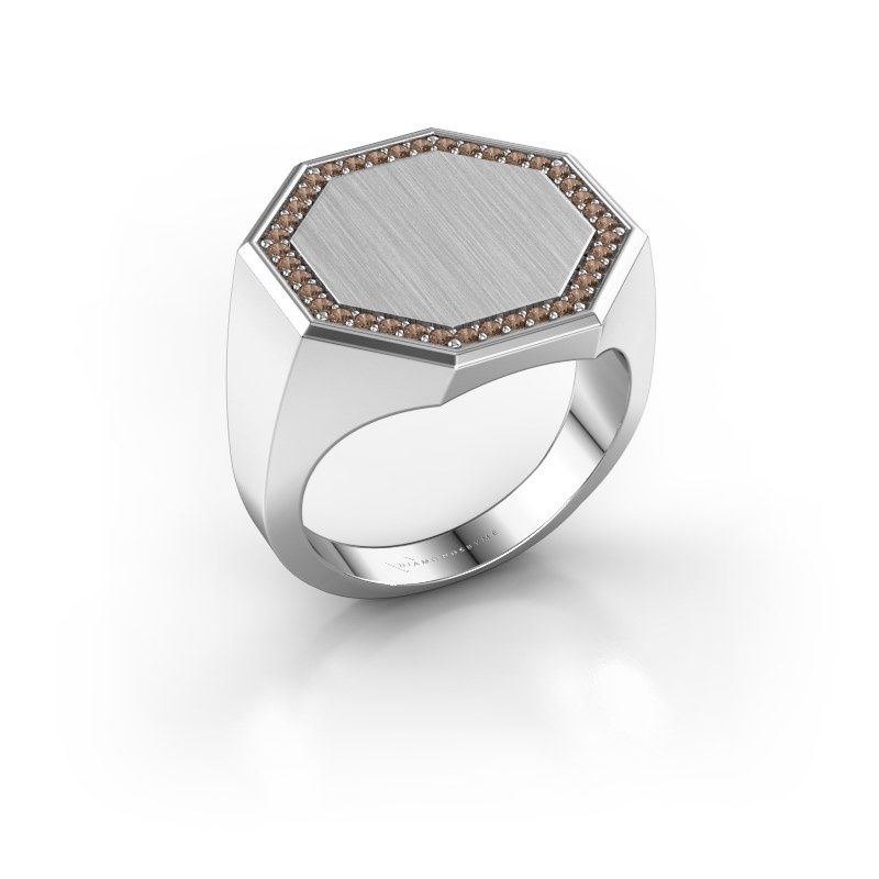 Image of Men's ring floris octa 4<br/>950 platinum<br/>Brown diamond 0.30 crt
